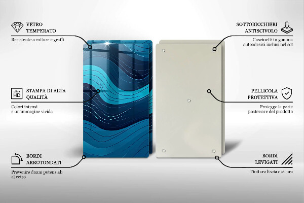 Tagliere in vetro temperato Onde astratte