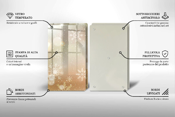 Tagliere in vetro temperato Fiocchi di neve
