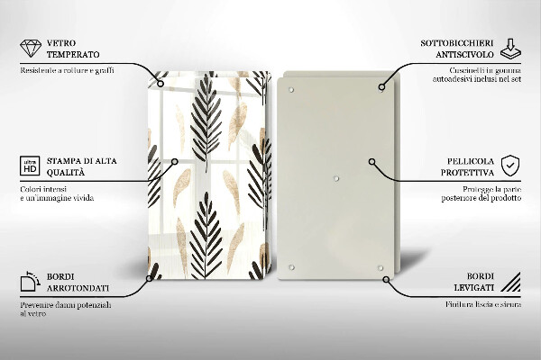 Tagliere in vetro temperato Piante bohémien