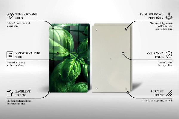 Tagliere in vetro temperato Foglie di basilico