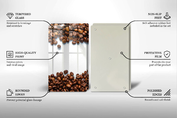 Tagliere in vetro temperato Chicchi di caffè