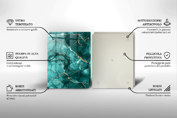 Tagliere in vetro temperato Marmo blu