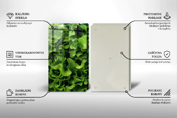 Tagliere in vetro temperato Foglie di lattuga verde