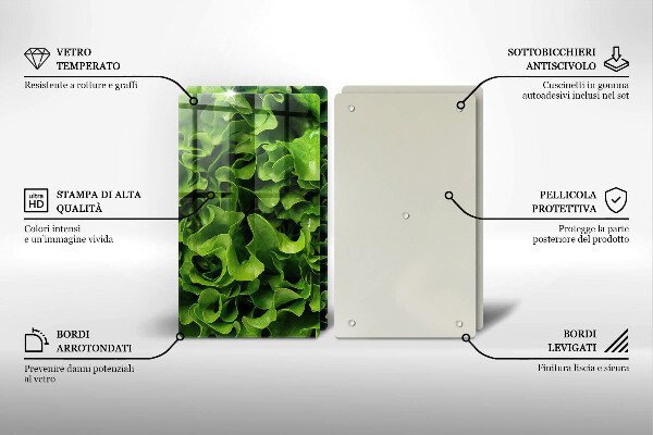 Tagliere in vetro temperato Foglie di lattuga verde