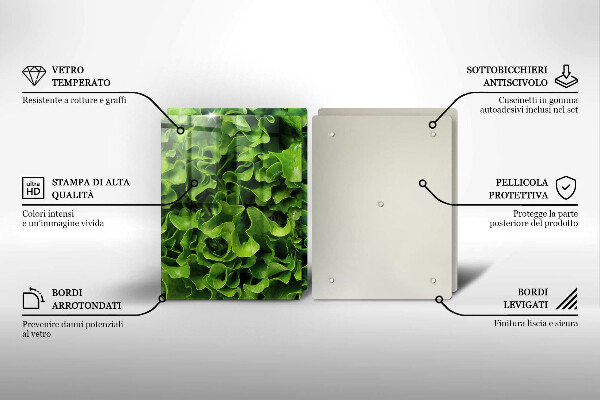 Tagliere in vetro temperato Foglie di lattuga verde