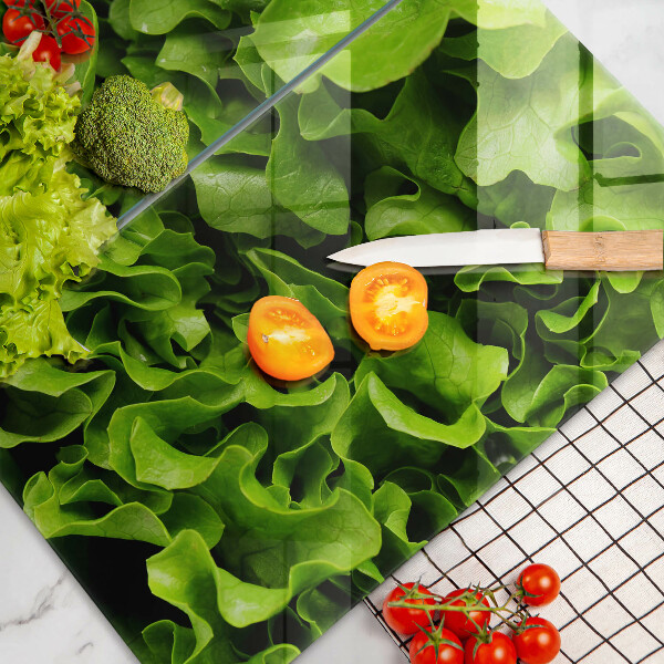 Tagliere in vetro temperato Foglie di lattuga verde