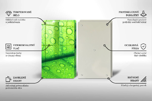 Tagliere in vetro temperato Primo piano di una foglia