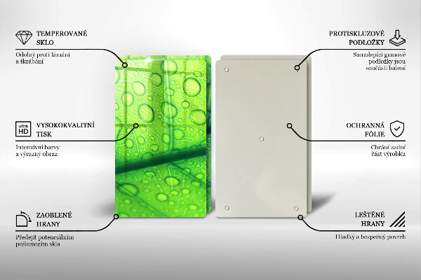 Tagliere in vetro temperato Primo piano di una foglia