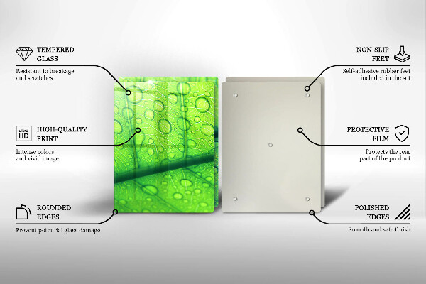 Tagliere in vetro temperato Primo piano di una foglia