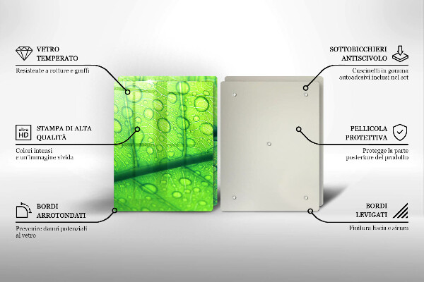 Tagliere in vetro temperato Primo piano di una foglia
