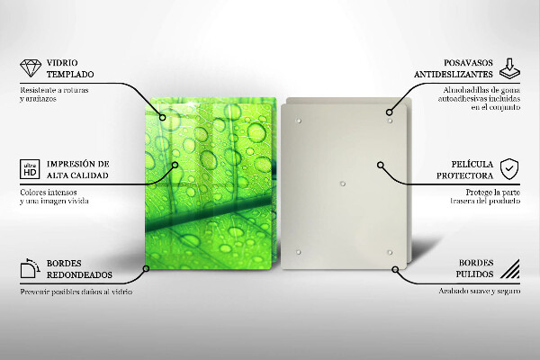 Tagliere in vetro temperato Primo piano di una foglia