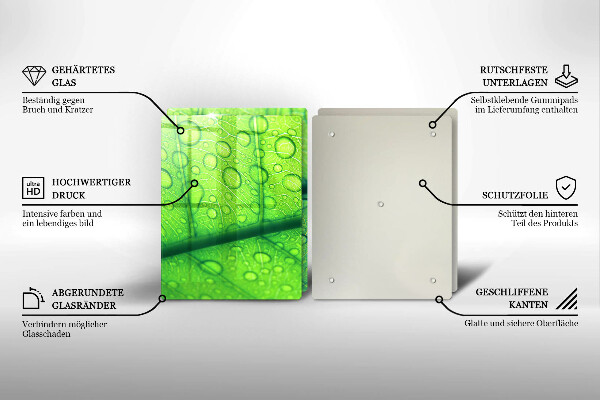 Tagliere in vetro temperato Primo piano di una foglia