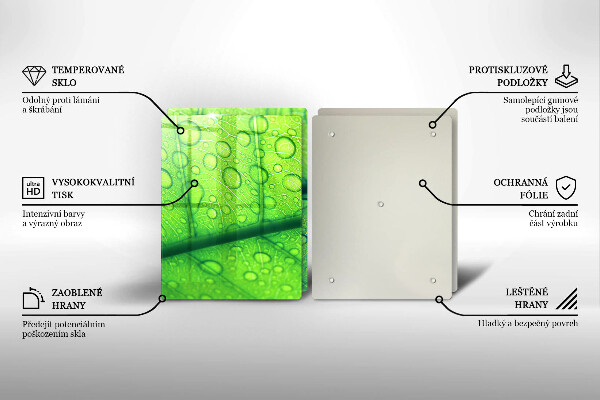 Tagliere in vetro temperato Primo piano di una foglia
