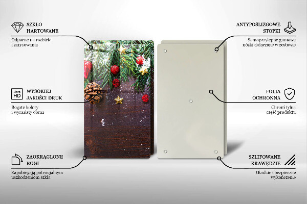 Tagliere in vetro temperato decorazione natalizia