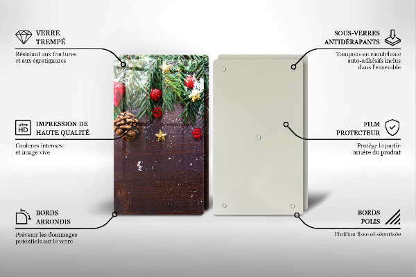 Tagliere in vetro temperato decorazione natalizia