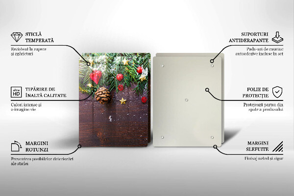 Tagliere in vetro temperato decorazione natalizia