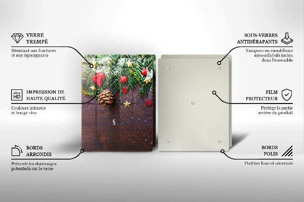 Tagliere in vetro temperato decorazione natalizia