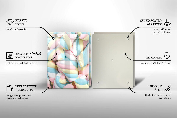 Tagliere in vetro temperato Marshmallow colorati