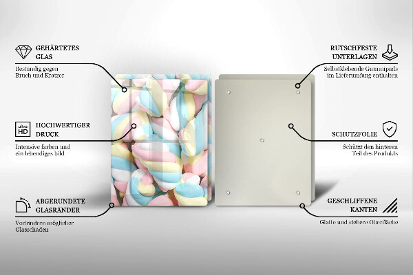 Tagliere in vetro temperato Marshmallow colorati