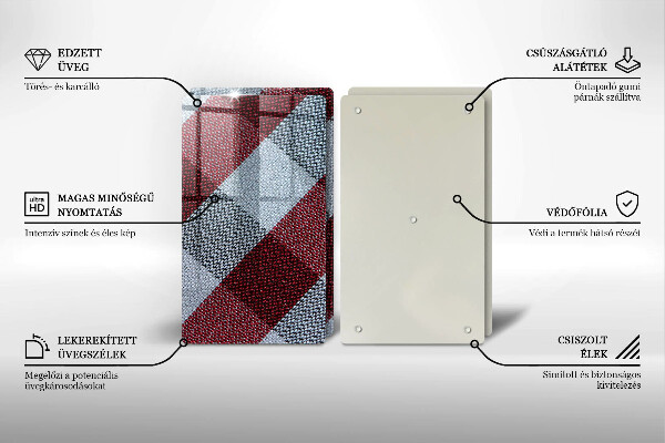 Tagliere in vetro temperato Motivo a quadretti rossi e bianchi