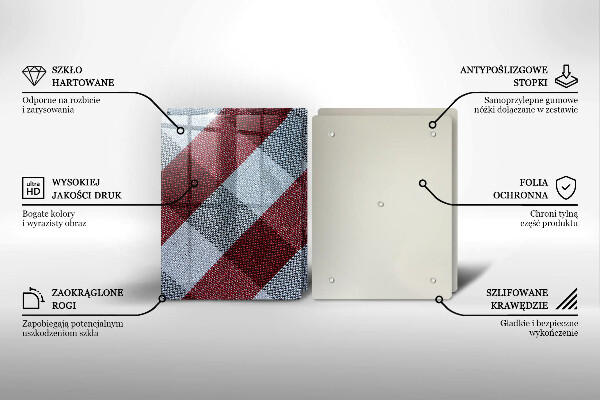 Tagliere in vetro temperato Motivo a quadretti rossi e bianchi