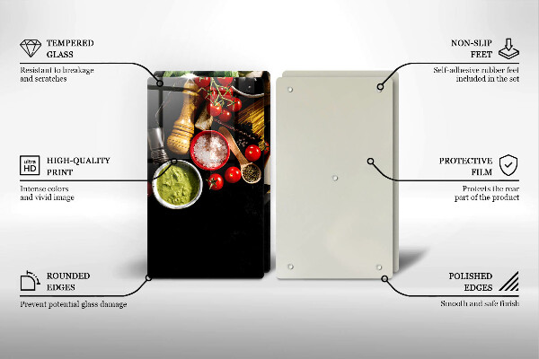 Tagliere in vetro temperato Ingredienti e spezie italiani