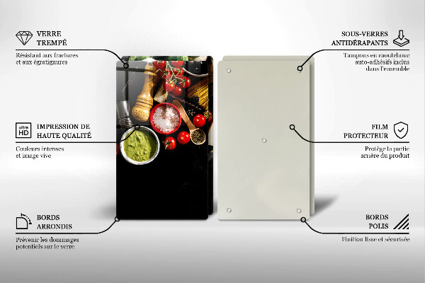 Tagliere in vetro temperato Ingredienti e spezie italiani