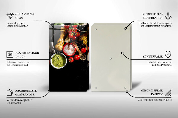 Tagliere in vetro temperato Ingredienti e spezie italiani