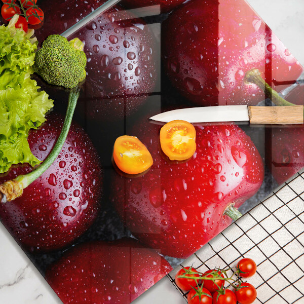 Tagliere in vetro temperato Primo piano delle ciliegie