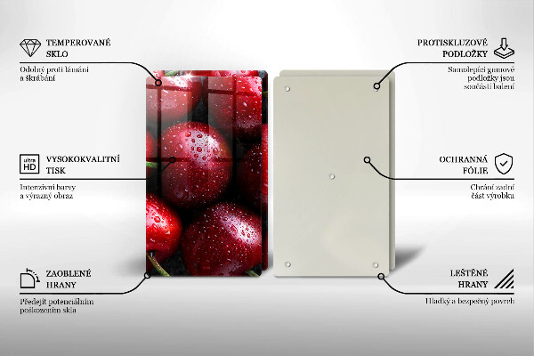 Tagliere in vetro temperato Primo piano delle ciliegie