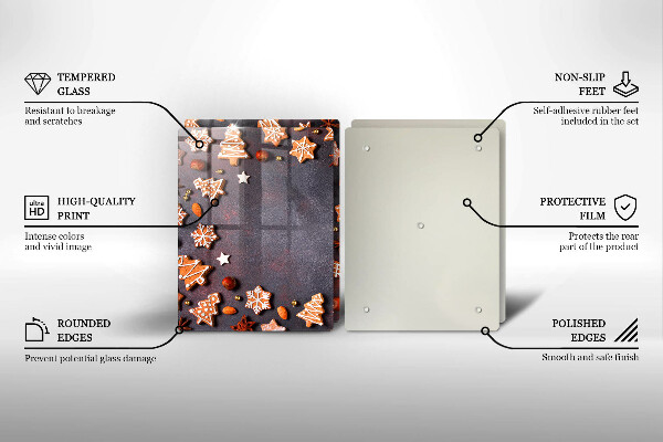 Tagliere in vetro temperato Natale di pan di zenzero