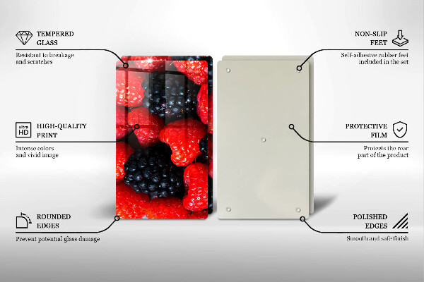 Tagliere in vetro temperato Lamponi e more