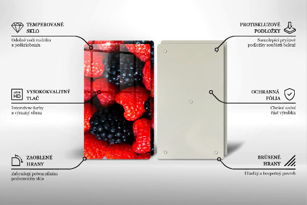 Tagliere in vetro temperato Lamponi e more