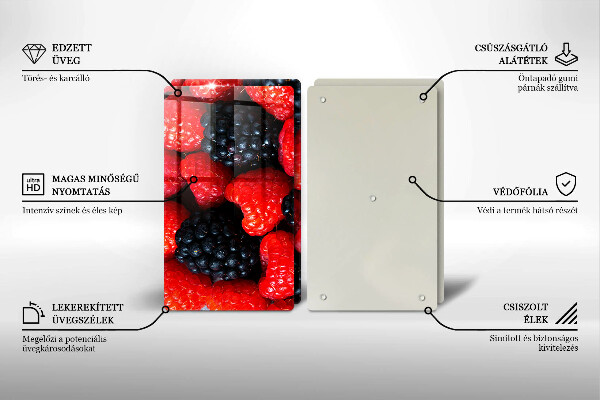 Tagliere in vetro temperato Lamponi e more