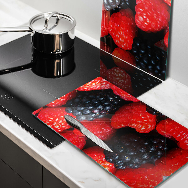 Tagliere in vetro temperato Lamponi e more