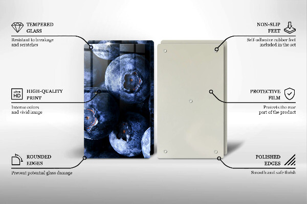 Tagliere in vetro temperato Primo piano di frutti di bosco