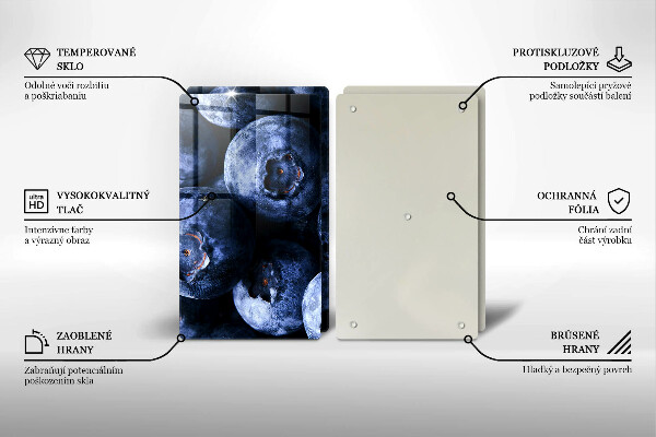 Tagliere in vetro temperato Primo piano di frutti di bosco