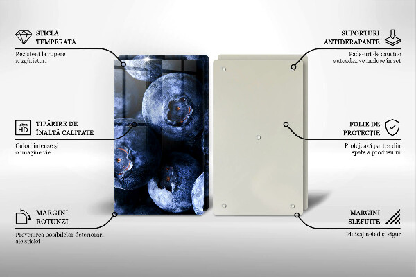Tagliere in vetro temperato Primo piano di frutti di bosco
