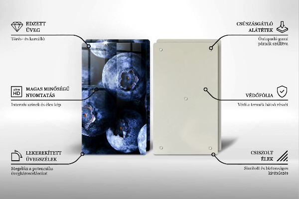 Tagliere in vetro temperato Primo piano di frutti di bosco