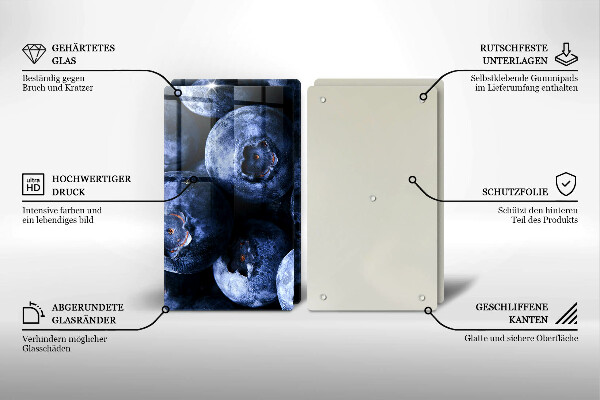 Tagliere in vetro temperato Primo piano di frutti di bosco