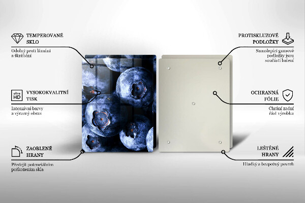 Tagliere in vetro temperato Primo piano di frutti di bosco