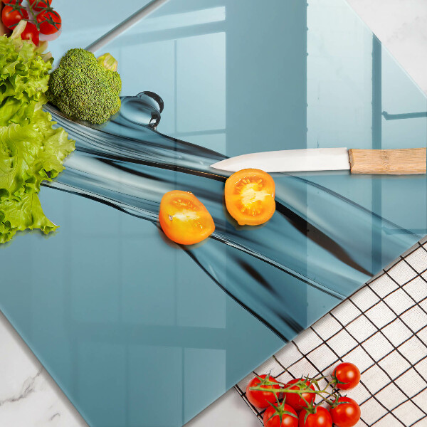 Tagliere in vetro temperato Acqua su sfondo blu