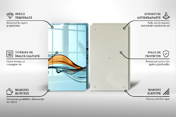 Tagliere in vetro temperato Acqua su sfondo blu