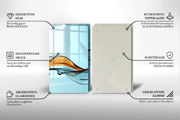 Tagliere in vetro temperato Acqua su sfondo blu