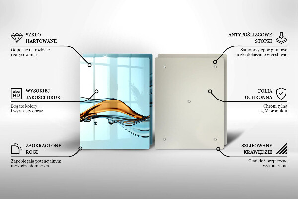 Tagliere in vetro temperato Acqua su sfondo blu