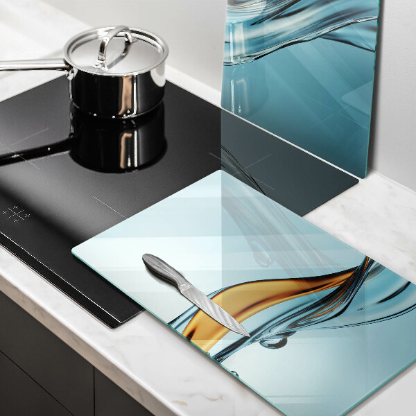 Tagliere in vetro temperato Acqua su sfondo blu