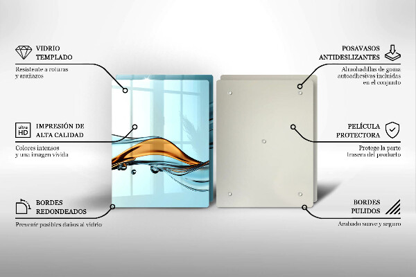Tagliere in vetro temperato Acqua su sfondo blu
