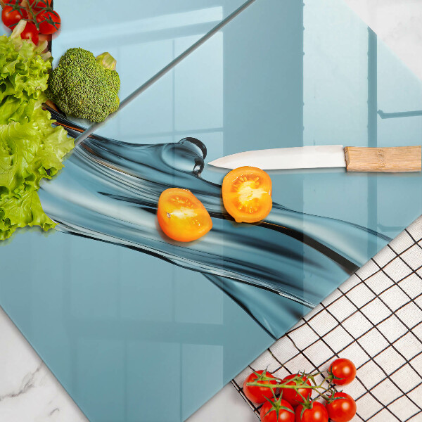 Tagliere in vetro temperato Acqua su sfondo blu