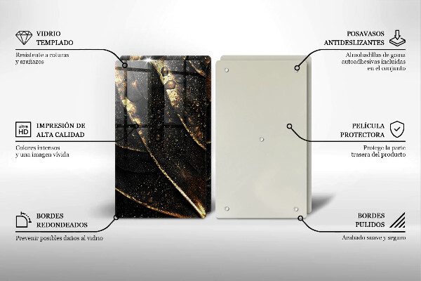 Tagliere in vetro temperato Foglia d'oro