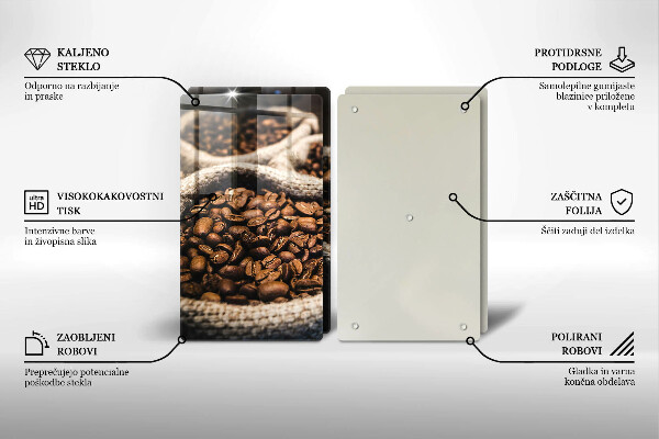 Tagliere in vetro temperato Sacchetti di caffè in grani